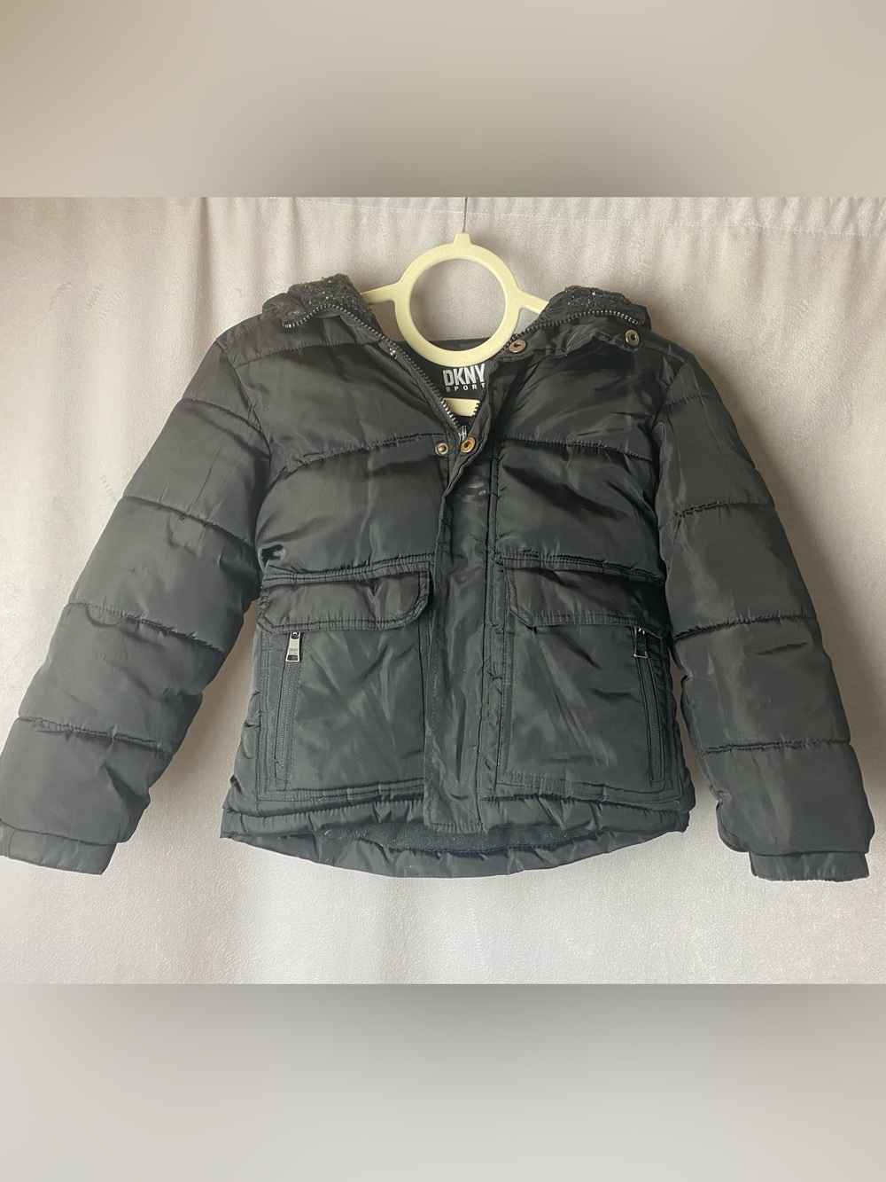 DKNY Boy’s Puffer Black Quilted Hooded Puffer Coat 7